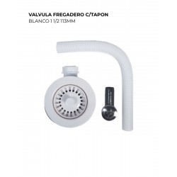 VALVULA FREGADERO C/TAPON BLANCO 1 1/2 113MM