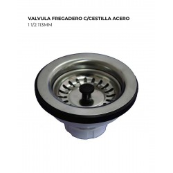VALVULA FREGADERO C/CESTILLA ACERO 1 1/2 113MM