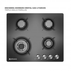 ENCIMERA JOHNSON CRISTAL GAS 4 FUEGOS TRIPLE ANILLO PARRILLAS FUNDICION