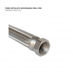 TUBO METALICO INOXIDABLE 316L CON TUERCA LOCA H H 1" 1500 MM CON...